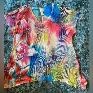 CHICO’S SZ 1 CAP SLEEVE TOP (C-60)